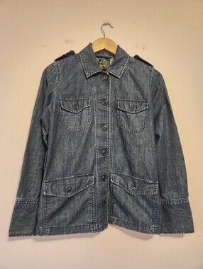 Lucky Brand Y2K Outdoor Utility Denim Field Chore Safari Jacket Blue Size Small